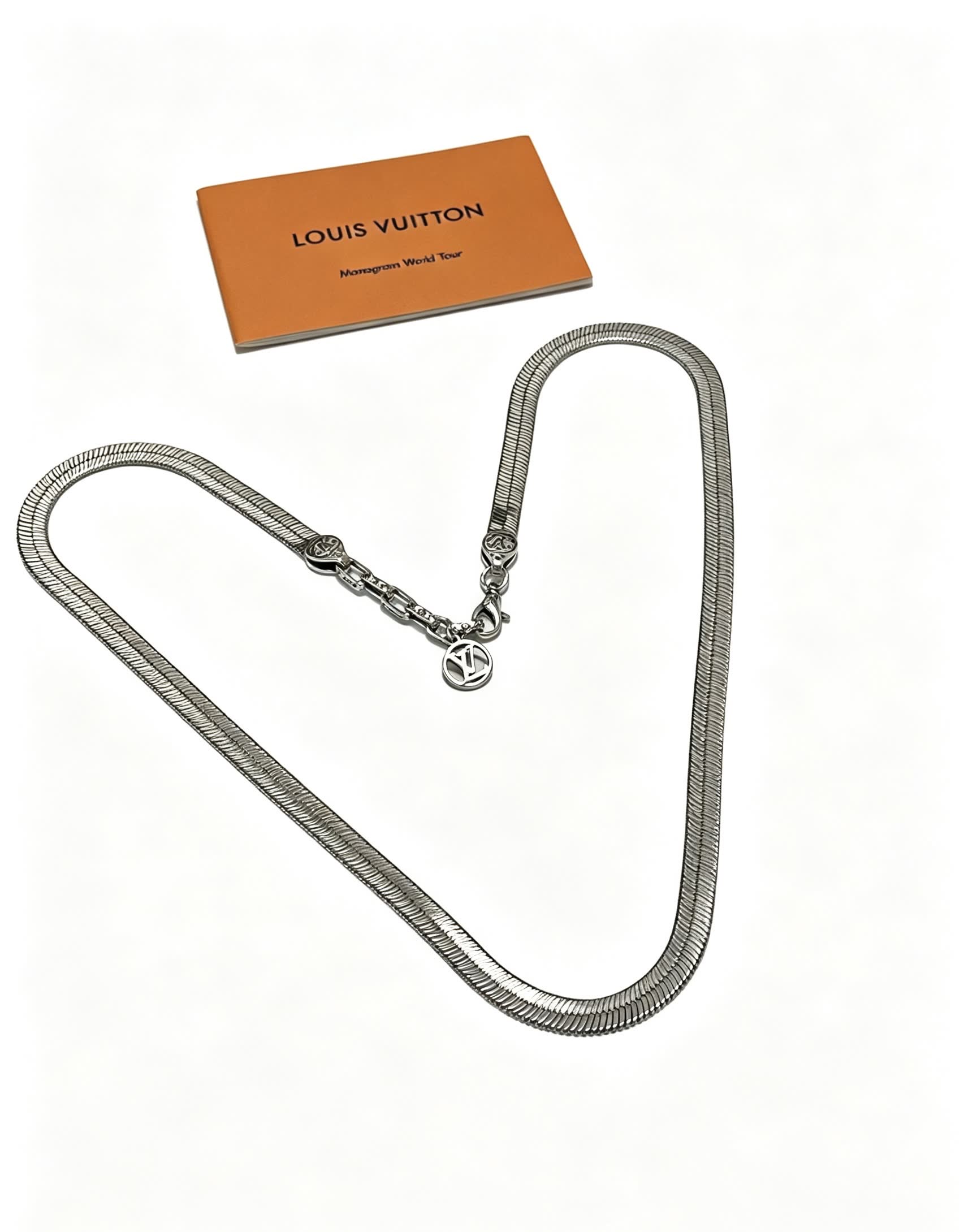 Louis Vuitton Silver Tone Chain Link Choker Necklace